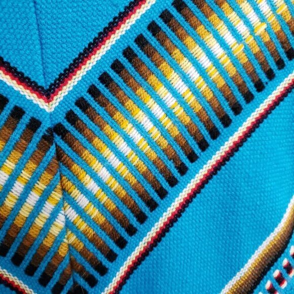 Artesanias Inca 100% Wool Fringed Cape Attached Scarf Hand Made in Ecuador - Picture 8 of 10